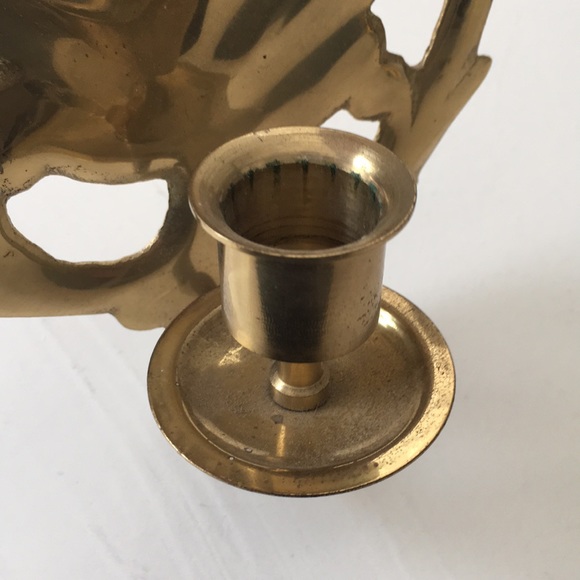 Two Matching Vintage Gold Tone Candle Wall Sconces - Picture 6 of 14